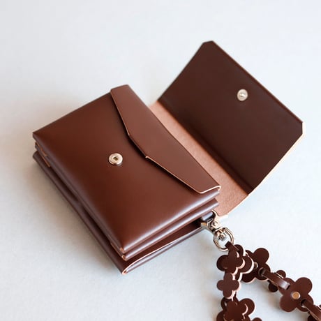 [花冠] フラワー ミニウォレット ブラウン / [flower crown] flower mini wallet #brown