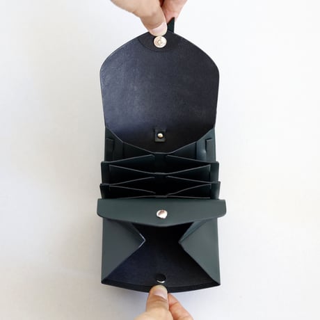 [ ori series] 折りショートウォレット＃ダークグリーン / ori short wallet #D.green