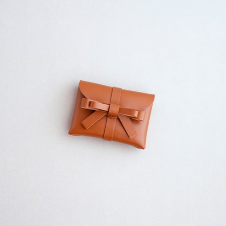 [archive] シワ・スジあり リボンカードケース＃キャメル / ribbon card case #camel