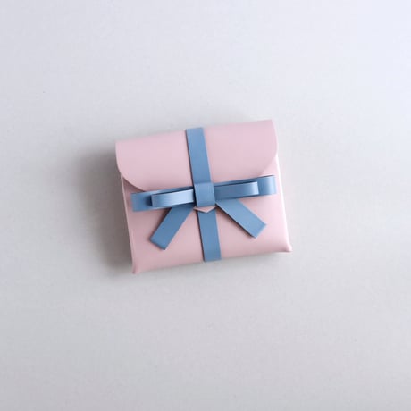 [archive]　シワ・黒点などあり リボン ショートウォレット ピンクxグレイブルー / ribbon short wallet pink x grayblue