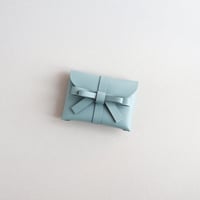 [archive] 黒点・汚れあり リボンカードケース＃スモーキーミント / ribbon card case #smoky mint
