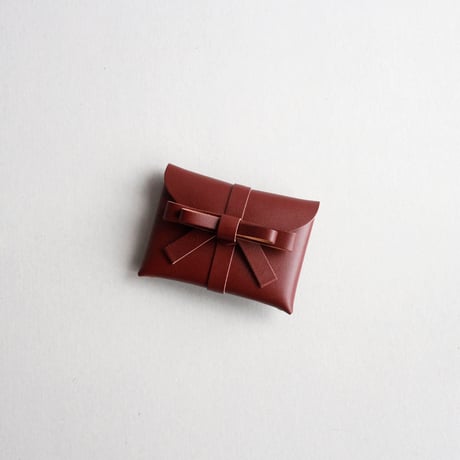 [ sou series] リボンカードケース＃レッドブラウン / ribbon card case #red brown