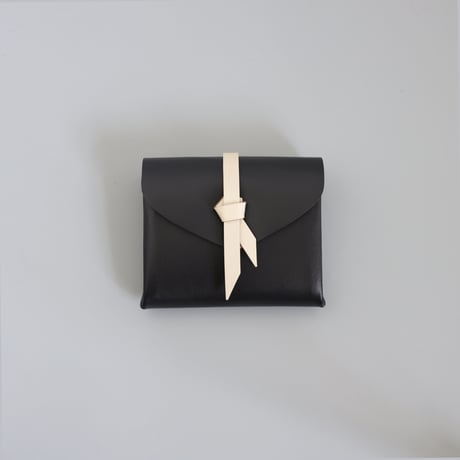 [ ori series] 折りショートウォレット＃黒xベージュ / ori short wallet #black x beige