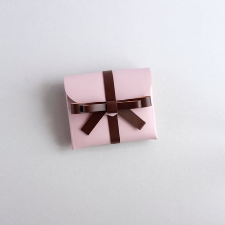 [sou series]  リボン ショートウォレット ピンクxブラウン / ribbon short wallet pink x brown