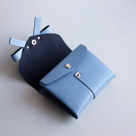 [sou series]  リボン ショートウォレット グレイブルー/ ribbon short wallet #grayblue