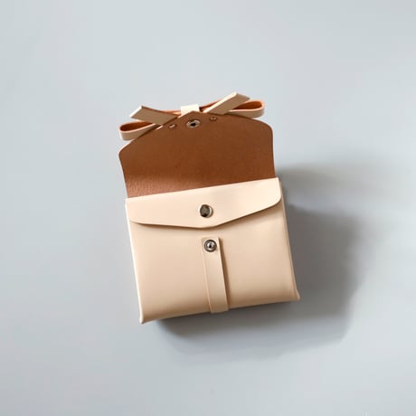 [archive] 皺あり リボン ショートウォレット ベージュ/ ribbon short wallet beige