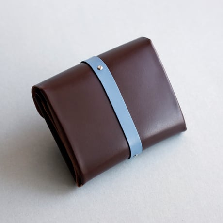 [archive] シワあり　リボン ショートウォレット ブラウンxグレイブルー/ ribbon short wallet #brown x grayblue