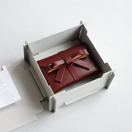 [ sou series] リボンカードケース＃レッドブラウン / ribbon card case #red brown