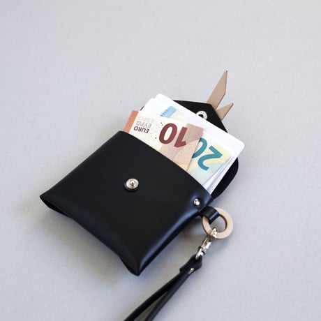 [ ori series] 折り ストラップケース＃黒xベージュ / ori strap case #black x beige