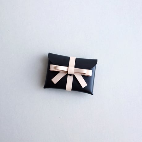 [ sou series] リボンカードケース＃黒xベージュ / ribbon card case #black x beige