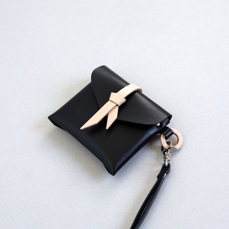 [ ori series] 折り ストラップケース＃黒xベージュ / ori strap case #black x beige
