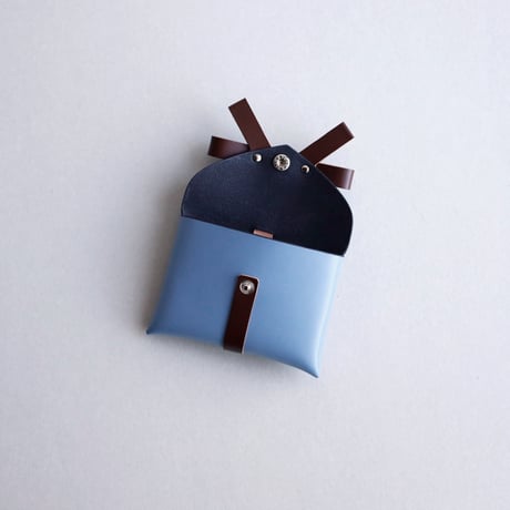 [ sou series] リボンカードケース＃グレイブルーxブラウン / ribbon card case #grayblue x brown
