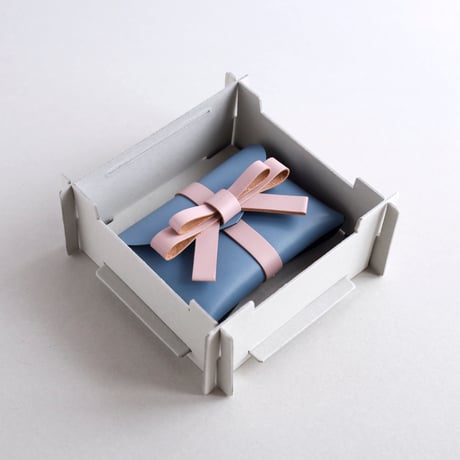 [ sou series] リボンカードケース＃グレイブルーxピンク / ribbon card case #grayblue x pink