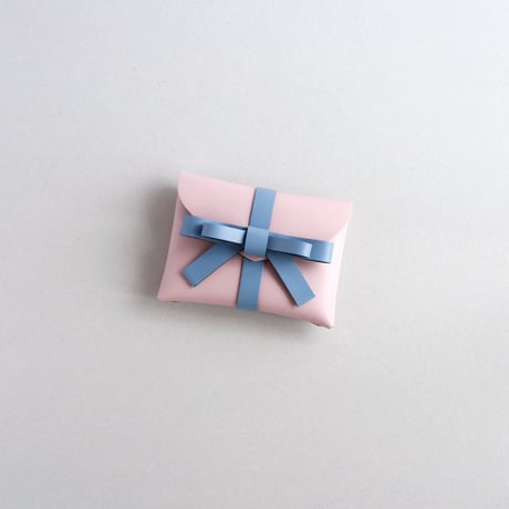 [ sou series] リボンカードケース＃ピンクxグレイブルー / ribbon card case #pink x grayblue