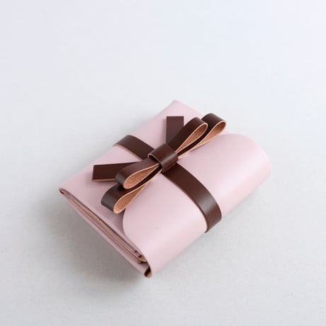 [sou series]  リボン ショートウォレット ピンクxブラウン / ribbon short wallet pink x brown