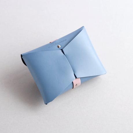 [ sou series] リボンカードケース＃グレイブルーxピンク / ribbon card case #grayblue x pink