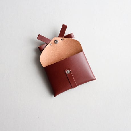 [ sou series] リボンカードケース＃レッドブラウン / ribbon card case #red brown