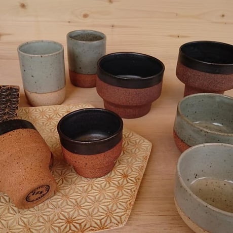 麻模様の陶板  M    六角形