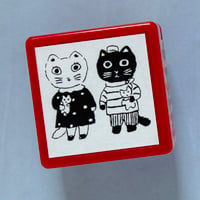 yumi kitagishi decoration stamp (penetration stamp) 　White cat black cat