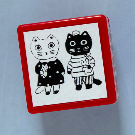 yumi kitagishi decoration stamp (penetration stamp) 　White cat black cat