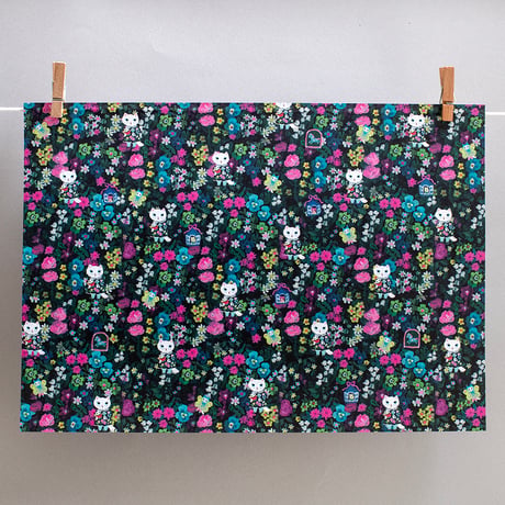 Yumi Kitagishi Design Paper 10-Sheet Set - White cat floral dress