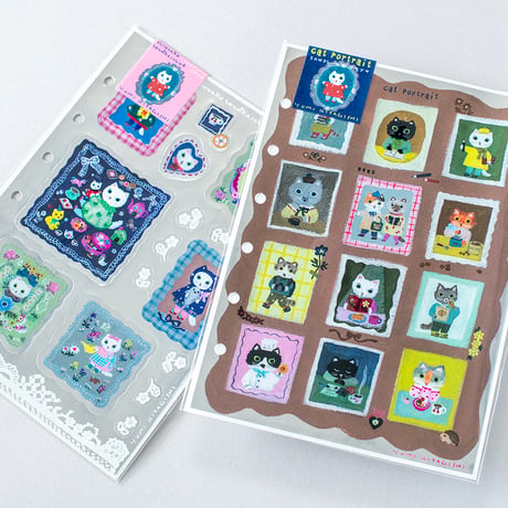 Yumi Kitagishi Sticker -  White cat handkerchief
