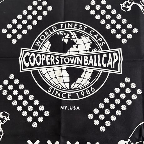 COOPERSTOWN BALL CAP MADE IN USA BASEBALL BANDANA - BLACK　B-02