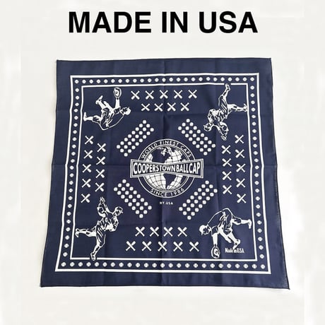 COOPERSTOWN BALL CAP MADE IN USA BASEBALL BANDANA - NAVY　B-01