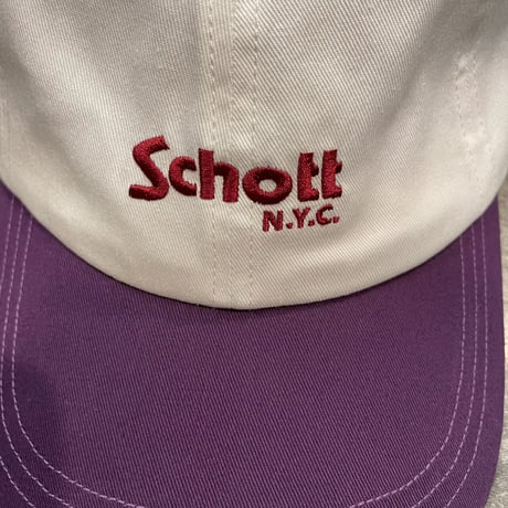 Schott cotton  BASIC LOGO CAP　WHITE/PURPLE