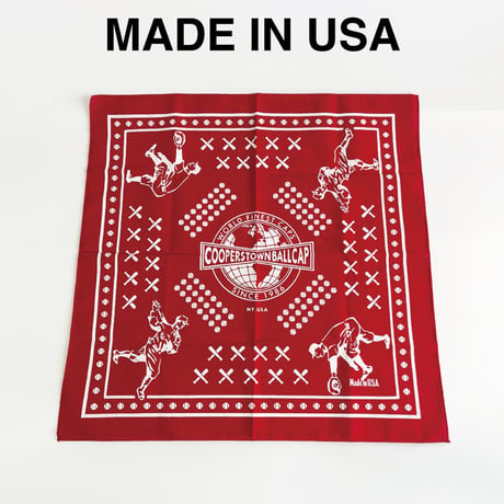 COOPERSTOWN BALL CAP MADE IN USA BASEBALL BANDANA - RED　B-04