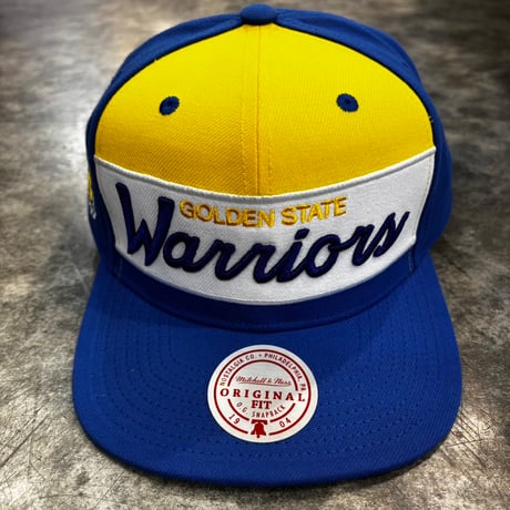 USA買付 Golden State Warriors Mitchell & Ness Script Snapback Hat - White/Royal  M-31