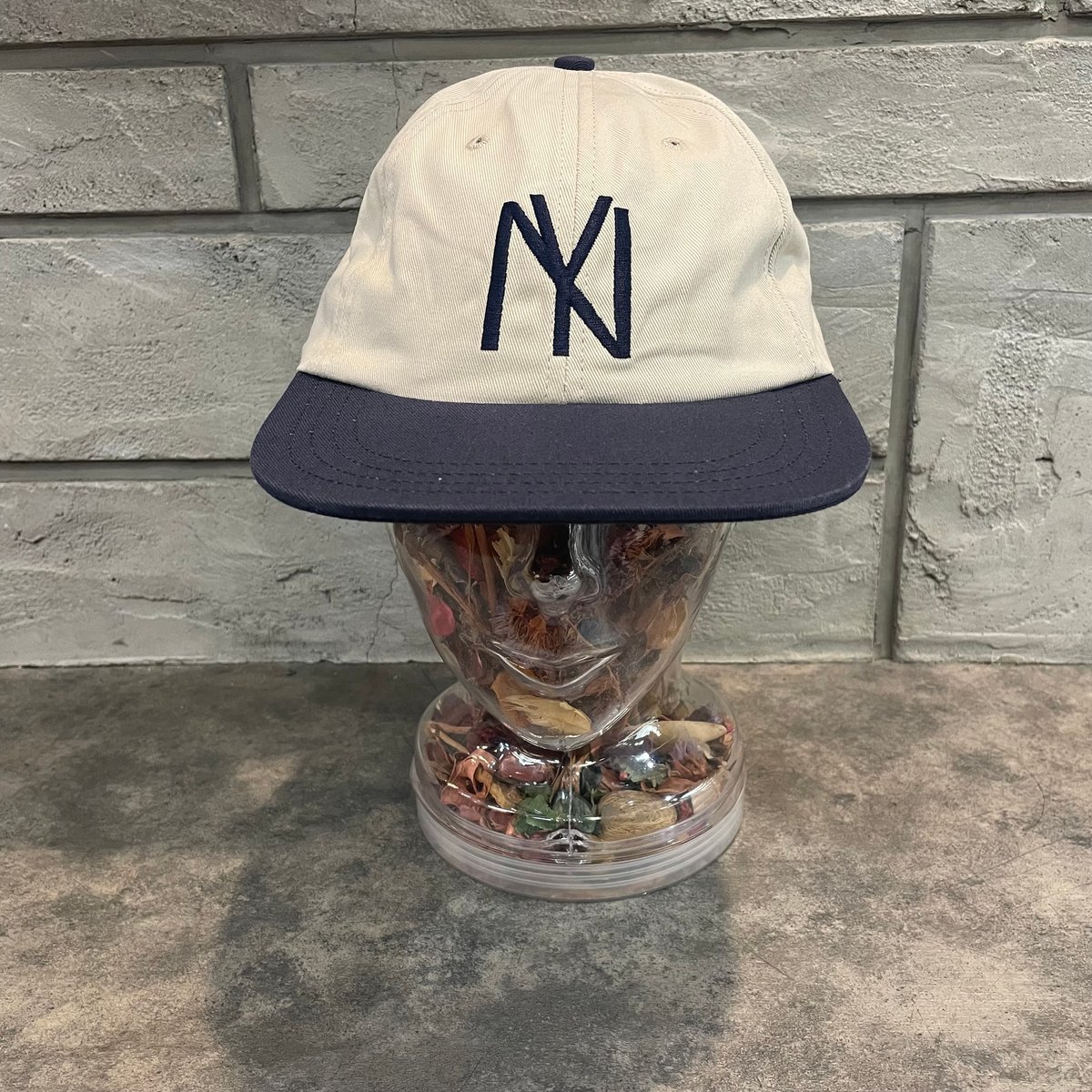 別注クーパーズタウンNYB_WASHED CAP (STONE/NAVY) USED 加工 C