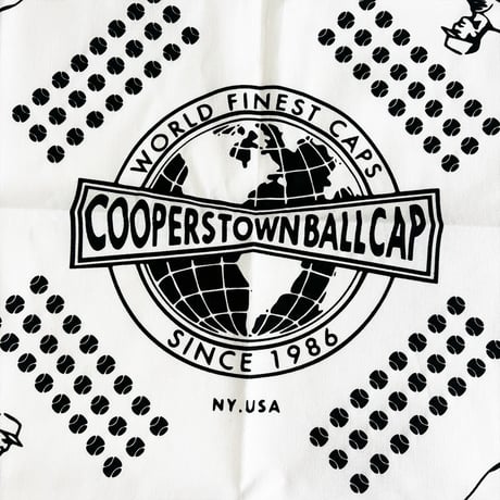 COOPERSTOWN BALL CAP MADE IN USA BASEBALL BANDANA - WHITE　B-03