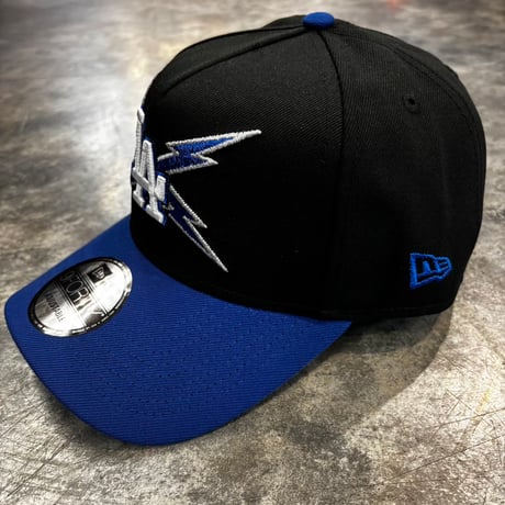 USA買付  Los Angeles Dodgers Lightning Logo 9FORTY A-Frame Adjustable Cap Black/Royal Blue 　NEWERA -83