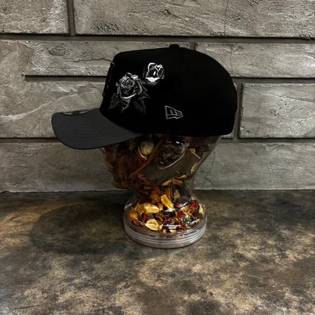 USA買付   New York Mets Black Rose Embroidery 9FORTY A-Frame Adjustable Cap Black/Grey　NEWERA -82