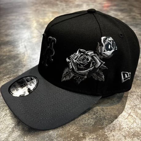 USA買付   New York Mets Black Rose Embroidery 9FORTY A-Frame Adjustable Cap Black/Grey　NEWERA -82