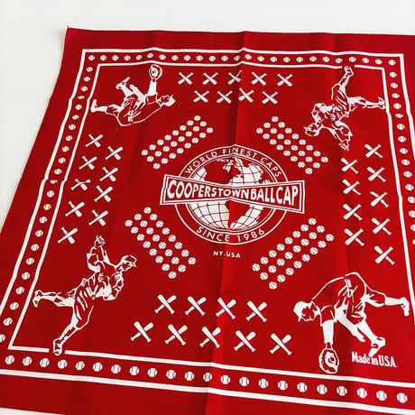 COOPERSTOWN BALL CAP MADE IN USA BASEBALL BANDANA - RED　B-04