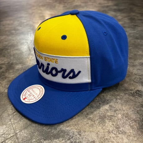 USA買付 Golden State Warriors Mitchell & Ness Script Snapback Hat - White/Royal  M-31