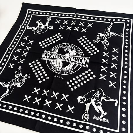 COOPERSTOWN BALL CAP MADE IN USA BASEBALL BANDANA - BLACK　B-02