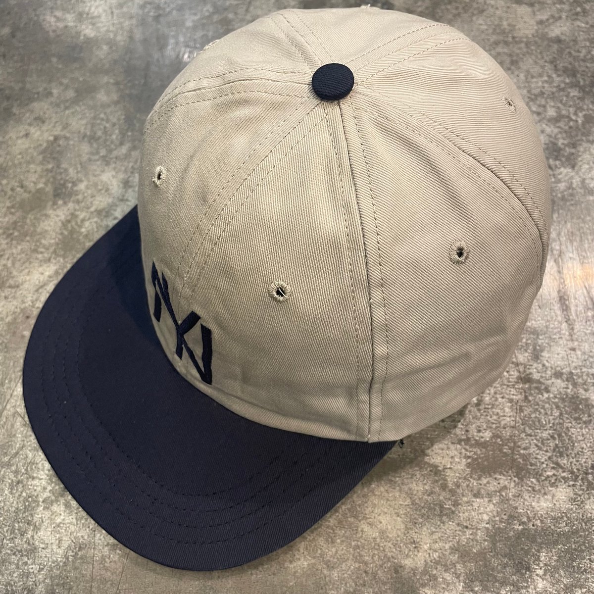 【限定製作】 CAP 別注クーパーズタウンNYB_WASHED (STONE/NAVY) C 加工 USED 帽子