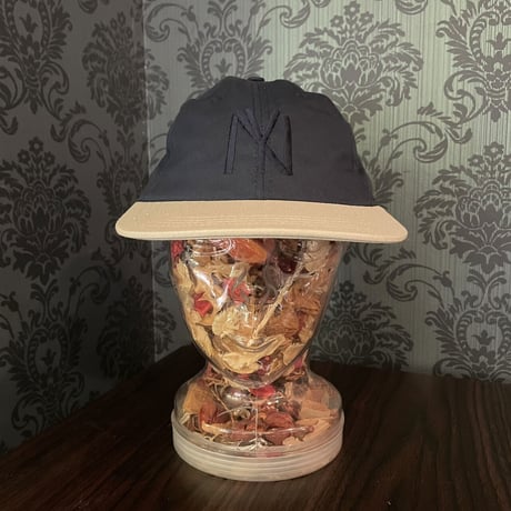 別注クーパーズタウンNYB_NAVY刺繍 WASHED CAP TWO-TONE(NAVY/STONE) USED加工 C-17