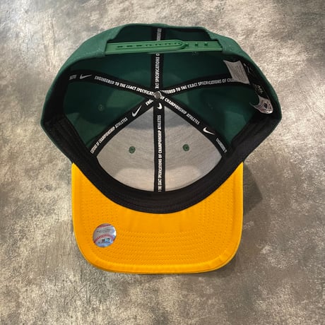 日本未発売モデル  NIKE× Oakland Athletics　TOW TONE GREEN/YELLOW　NIKE PRO DEEP  カーブバイザー N-69