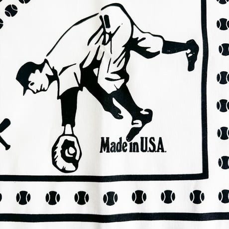 COOPERSTOWN BALL CAP MADE IN USA BASEBALL BANDANA - WHITE　B-03