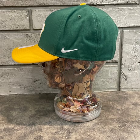 日本未発売モデル  NIKE× Oakland Athletics　TOW TONE GREEN/YELLOW　NIKE PRO DEEP  カーブバイザー N-69