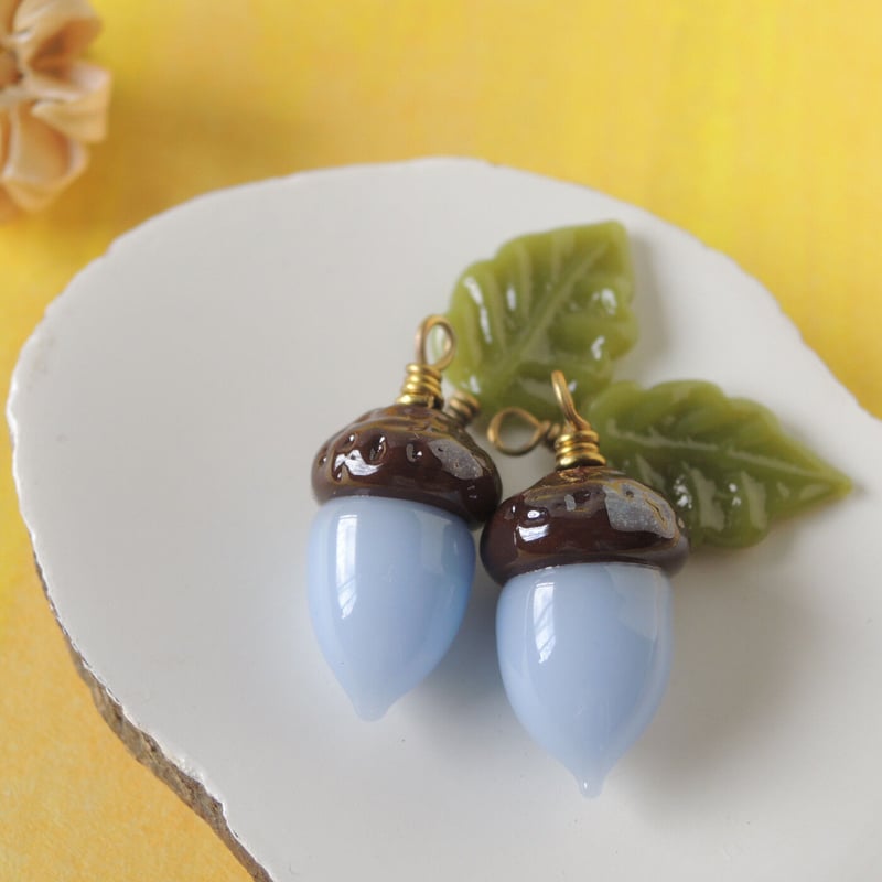 どんぐりチャーム 6個 べっこうマーブル