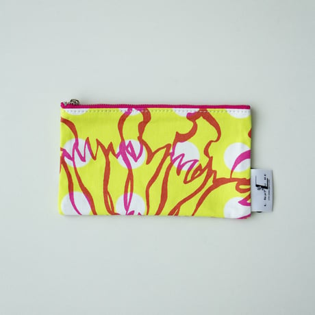 POUCH_フラットポーチ　-BUBBLE FLOWER- (YELLOW)