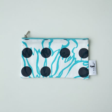 POUCH_フラットポーチ　-BUBBLE FLOWER- (LIGHT BLUE)
