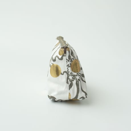 POUCH_マチ付きポーチ  -BUBBLE FLOWOR -(GOLD)