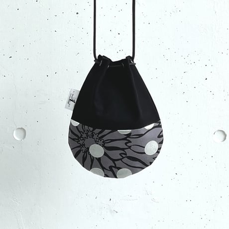 巾着ショルダーバッグ-BUBBLE FLOER-(SILVER)