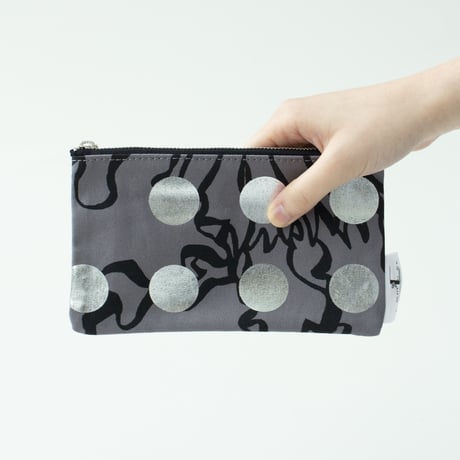 POUCH_フラットポーチ　-BUBBLE FLOER-(SILVER)